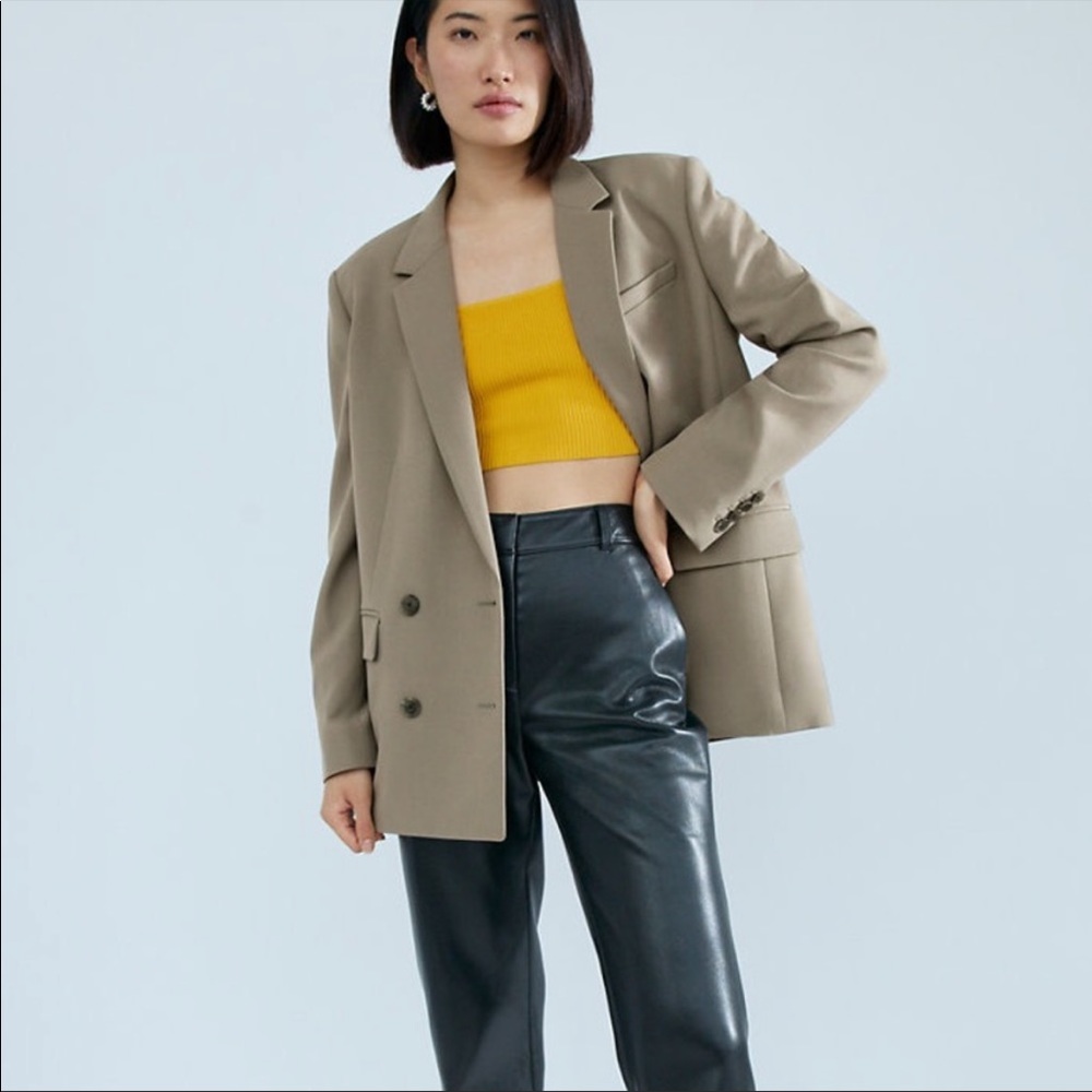 Babaton Watson Blazer Double Breasted Gray Relaxed Fit Aritzia Neutral Size XS - Picture 2 of 16